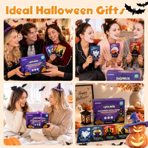60 Pack Bulk Halloween Face Mask, Sheet Facial Mask for Halloween Gifts - Image 6