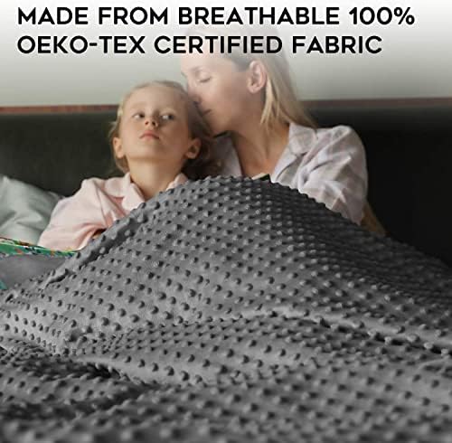 YnM Exclusive Cooling Rayon & Cozy Velvet Dual-Sided Cover for Weighted Blanket (48''x72'') - Light Grey - Image 6
