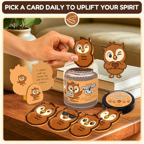 STOFINITY Positive Owl Affirmation Jar, 60 Encouragement Cards - Image 4