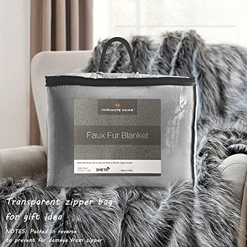 Luxury Faux Fur Throw Blanket, Grey and Black High Pile Mixed Throw Blanket, Super Warm, Fuzzy, Elegant, Fluffy Decoration Blanket Scarf for Sofa, Couch and Bed, 60''x 80'' - Image 6