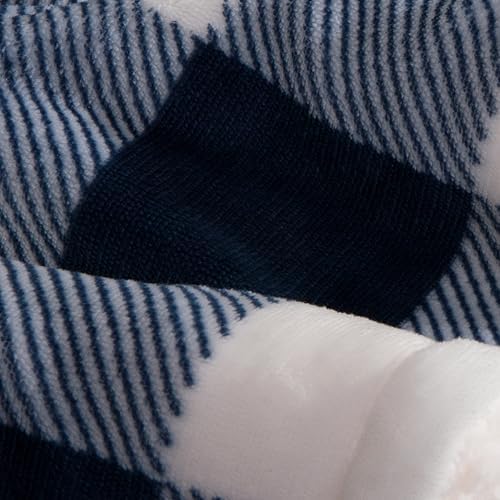 Elegant Comfort Ultra Soft Reversible Buffalo Plaid Flannel Sherpa Blanket - Cozy Silky Checkered Fleece Throw for Couch, Bed - Plush Fuzzy Warm Winter Blanket for Gift, Queen, Navy - Image 7