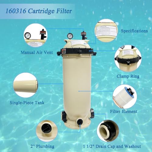 EC-160316 Cartridge Pool Filter,100 Square Feet 100 GPM - Image 6