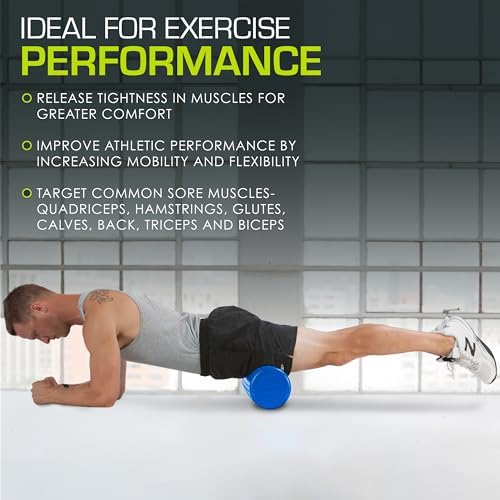 ProsourceFit High Density Foam Rollers 12 - inches long, Firm Full Body Athletic Massager for Back Stretching, Yoga, Pilates, Post Workout Trigger Point Release, Blue - Image 6