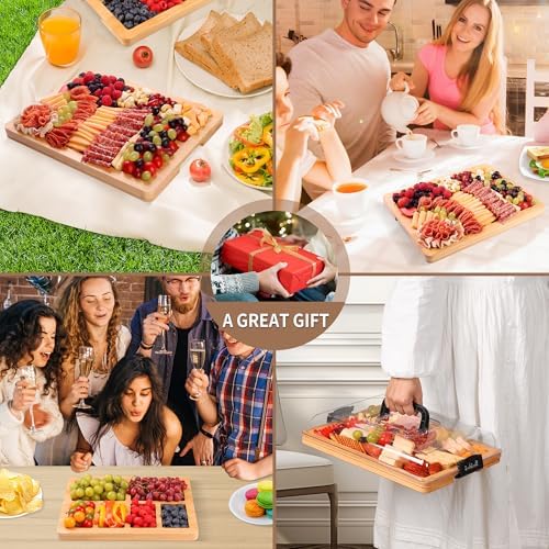 CAWIU Portable Charcuterie Board with Lid, Travel Cheese Board & Snack Tray - Image 6