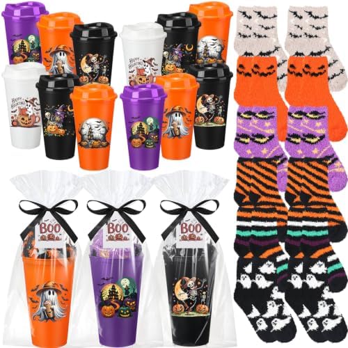 Glitopper 12 Sets/ 49 Pcs Halloween Bulk Gifts for Women, Cups and Socks by Glitopper