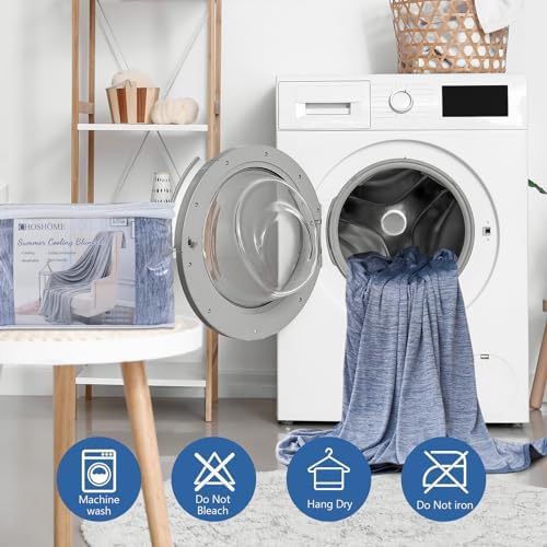 CHOSHOME Cooling Blanket for Hot Sleepers - Summer Blanket Thin Soft Lightweight Breathable Double Side Enhanced Cooling for Hot Flashes, Night Sweats, Bed, Couch (Blue, 60 x 90 inches) - Image 6