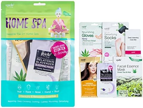 Epielle Home Spa Kit, 6 Relaxation Essentials, Nourishing & Detoxifying for Radiant Skin, At-Home Spa Kit, Self Care Gifts for Women, Korean Skin Care Set, Stocking Stuffers, Thanksgiving Essentials by Epielle