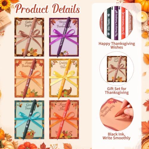 Pajean 72 Pcs Fall Notepad and Pen Set with Ribbon Gifts - Image 3
