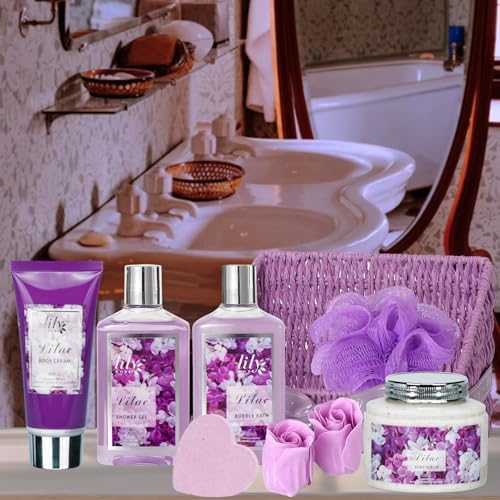 9Pcs Spa Gifts, Birthday Gifts, Lavender Lilac Spa Gift Baskets for Women - Image 4