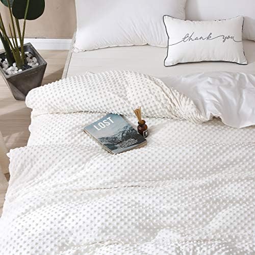 F.Y.Dreams Weighted Blanket Duvet Cover 60x80 inches with 8 Ties,Zipper on Long Side/Cotton&Minky Dot, Off-White/Just Duvet Cover - Image 7