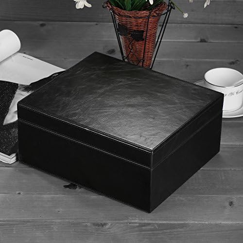 Desktop Humidor Case Holds 25-50 Cigars, Unique Elegant Leather Display, 100% Handcraft Real Solid Spanish Cedar Wood Storage Box with Humidifier and Hygrometer Desktop Humidors - Image 7