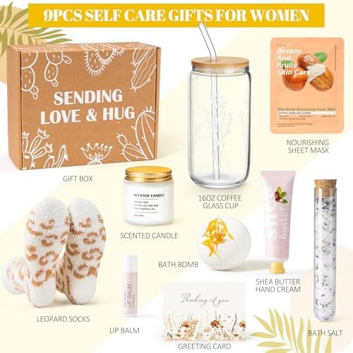 Self Care Gifts for Women Spa Gifts for Women Get Well Soon Gift Care Package, Christmas Mothers Day Relaxing Spa Gift Baskets, Feel Better Inspirational Thinking of You Box for Mom Her Sister Friends - Image 2