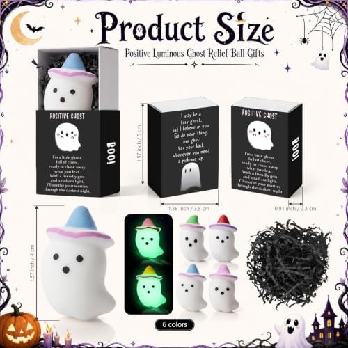 72 Sets Halloween Positive Gifts Luminous Ghost Desk Decor Trinkets, White - Image 2