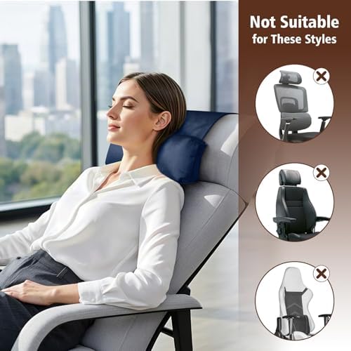 WdFour Velvet Neck & Head Pillow for Recliner Chair, Small Ergonomic Cervical Support Pillow for Home, Office and Travel, Non-Slip Cushion for Tension Relief & Shoulder Comfort (Navy Blue) - Image 6