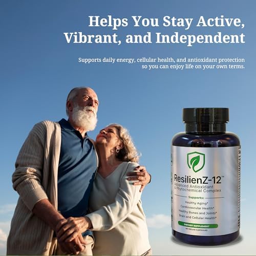 ResilienZ-12 Antioxidant Supplement, 12-in-1 Healthy Aging, CoQ10, Astaxanthin, Quercetin, Meriva Curcumin Turmeric, Sulforaphane, Green Tea Extract, Resveratrol, 90 Vegan Capsules, 30 Day Supply - Image 7