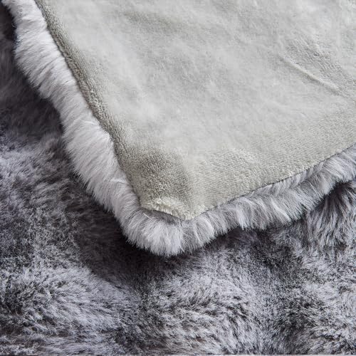 Lotus Karen Faux Fur Blanket - Tie-Dye Gray Twin Size, Big Bubble Rabbit Fluff, Thick Furry Plush Shaggy Blanket for Men, 60x80 Inches - Image 6