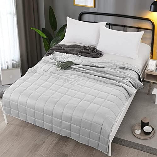 ZonLi Weighted Blanket (100% Cotton,48''x72'',12lbs, Light Grey), Cooling Weighted Blanket for Adults, High Breathability Heavy Blanket, Soft Material with Premium Glass Beads - Image 2