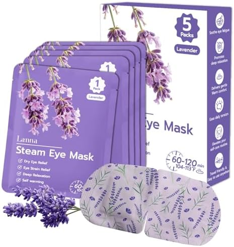 LANNA Heated Steam Eye Mask, Disposable 120 Minutes, Lavender Scent, 5 Pcs - Image 2