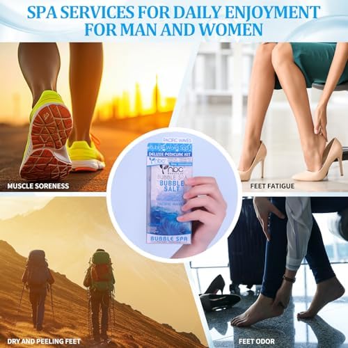 Pedicure Kit Foot Soak Set: Bubble Salt, Sugar Scrub, Massage Mask, Massage Lotion in a Box, 4 Step Foot Spa Kit for Dry Feet, Calluses and Tired Feet(3 Set Pacific Waves) - Image 7
