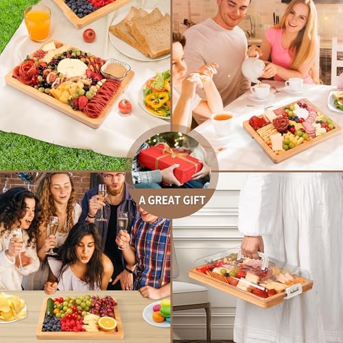 CAWIU Portable Charcuterie Board with Lid, Travel Cheese Board & Snack Tray - Image 6