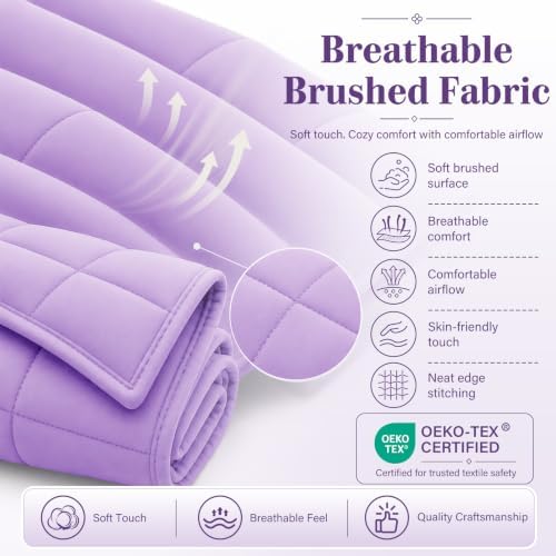 L'AGRATY Weighted Blanket - 48"x72" 15lbs Cooling Breathable Heavy Blanket with Glass Beads for Adult All-Season - Image 6