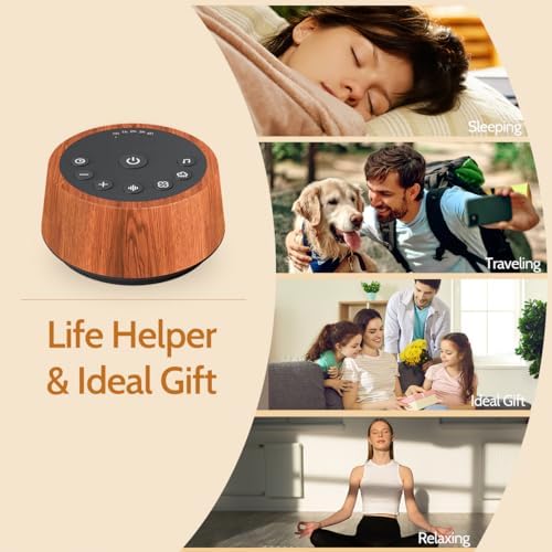 Color Noise Sleep White Noise Sound Machines 25 Soothing Sounds 32 Volume Levels 5 Timers and 4 Sound Categories Memory Function for Everyone, WOOD - Image 7