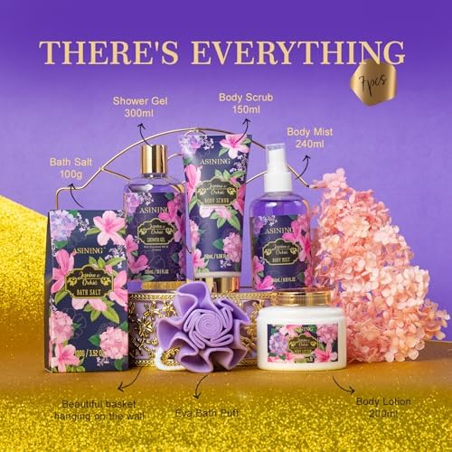 Bath and Body orchid Jasmine Purple Gift Set, 7pc Gift Basket for Women Mom - Image 2
