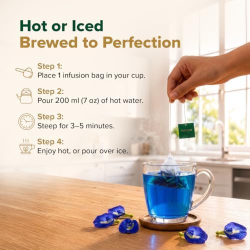 VAHDAM, Butterfly Pea Flower Tea Bags (40 Pyramid Teabags) Vegan, Non-GMO | Delicate & Earthy | Direct From Source - Plant Based Biodegradable Tea Bags | Brew Iced Tea, Cooking, Mocktails & Cocktails - Image 5
