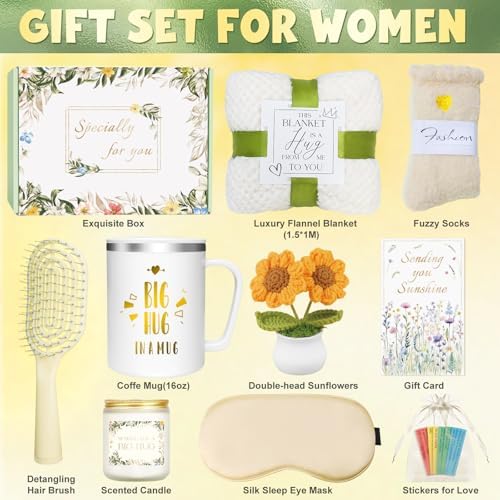 11 PCS Birthday Gifts for Women, Get Well Soon Gifts Baskets for Women Self Care Gifts, Spa Care Package After Surgery Thinking of You Sympathy Gift,Gift for Sick Friends Mom w/Blanket - Image 2