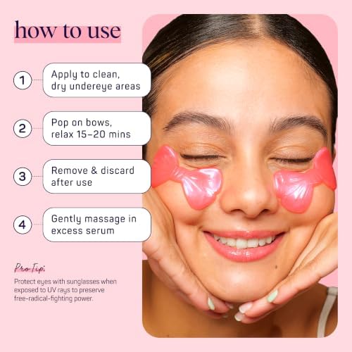 SpaLife Pretty in Pink Hydrogel Under Eye Patches for Dark Circles | Bow Under Eye Patches for Puffy Eyes | Revitalizing Undereye Masks for Bags | Bachelorette Party Favors | Pack of 8 Pairs - Image 6