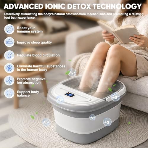 Ionic Foot Bath Detox Machine, Premium Ion Foot Spa for Home Use, Includes 3 Sea Salts (Original/Rose/Lavender), 2 Ion Arrays & Accessories, Perfect for Parents/Seniors/Partner/Self (Foldable Basin) - Image 2