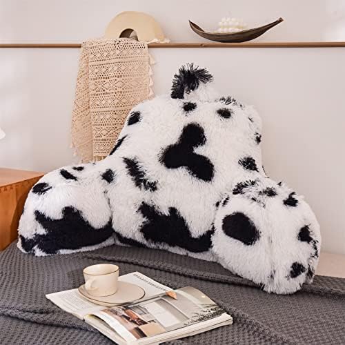 Aimuan Reading Pillow Bed Rest Wedge Large Adult Backrest Pillow with Arms Back Support for Sitting Up in Bed Cushion Incline Rest Sleeping Snoring Pillow, White-Black, Large - Image 6