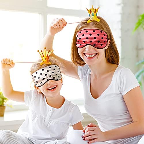 Geyoga 4 Pcs Silk Dot Sleep Eye Mask Dot Blindfold with Adjustable Strap Silk Soft Dot Eye Cover for Women Men Satin Night Blindfold Cover - Image 7