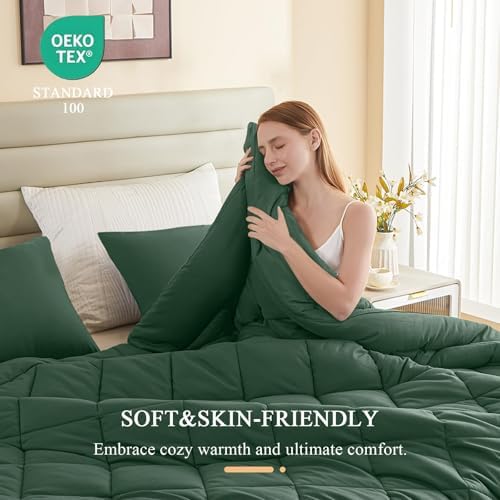 132x120 Alaskan King Comforter, Extra Large King Size Comforter Oversized, All Season Soft Lightweight Quilt Down Alternative Duvet Insert with 8 Corner Tabs(120x132, Emerald Green) - Image 6