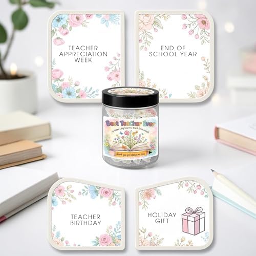 Best Teacher Ever Jar – 60 Little Bouquets Affirmation Cards, Unique Teacher Appreciation Gifts for Women Men, End of Year Teachers Gifts, Teachers Appreciation Week Gift, Thank you Gift Idea - Image 4