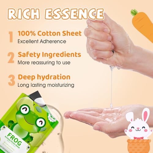 18 Pack Animal Face Mask for Kids, Bulk Sheet Face Masks Skincare for Girls - Image 5
