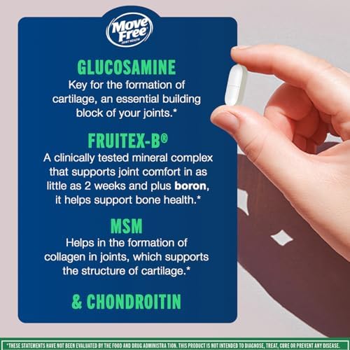 Move Free Advanced Plus MSM Coated Tablets, Joint Health Supplement with Glucosamine and Chondroitin, 120 Count, Pack of 2 - Image 7