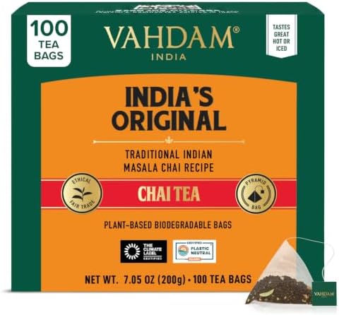 VAHDAM India's Original Masala Chai Tea Bags (100 Count) Pyramid Tea Bags by Unknown