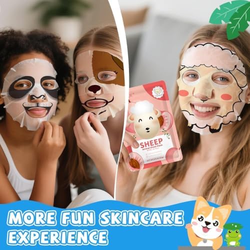 36 Pack Cute Animal Kids Face Mask, Sheet Collagen Moisturizing Face Mask - Image 6