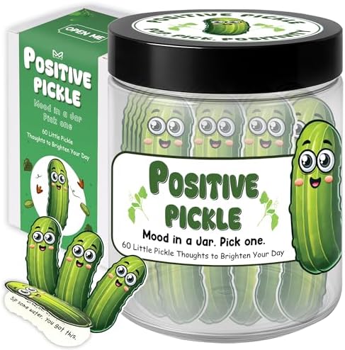 Positive Pickle Jar - 60 Positive Affirmation Cards, Pickle Gifts for Women, Coworkers, Teachers, Friends, Birthday Gift for Womens, Teacher Appreciation Gifts, for Mom by MiaRitaOfficial