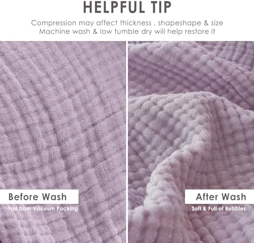 EMME Cotton Muslin Throw Blanket Lavender 50"x60" Couch Breathable Gauze Blanket Soft Lightweight - Image 7