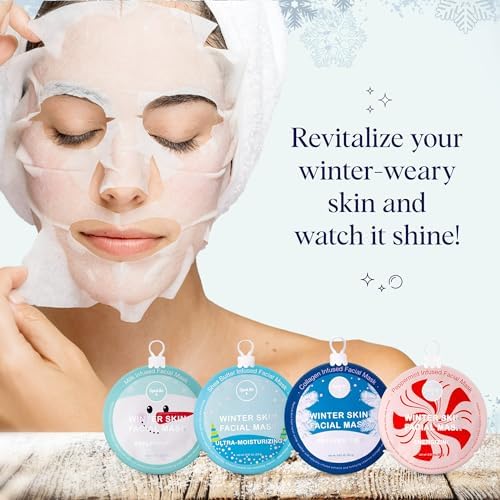 SpaLife Beauty Winter Skin Christmas Face Mask Bundle | Korean Facial Masks | Hydrating, Moisturizing and Firming Sheet Mask Set | Christmas Ideas for Women | 12 Pack - Image 5