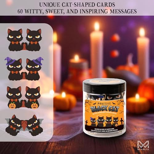 Positive Black Cat Jar, for Women & Teens, Black Cat Lover Gifts, Inspirational Jar for Daily Positivity, Halloween Basket Stuffers, Boo Basket Stuffers for Women, Spooky Basket - Image 4