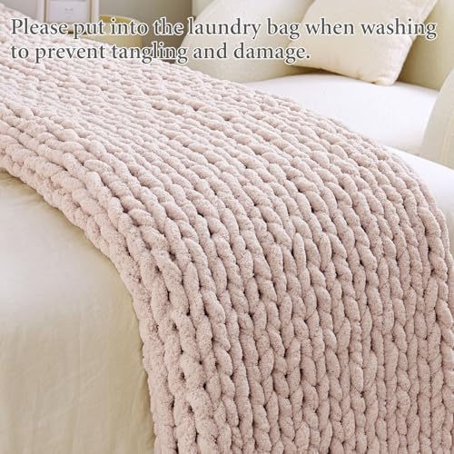 Chunky Knit Blanket Throw for Couch, 51"x63" Chunky Yarn Knitted Blankets - Image 7
