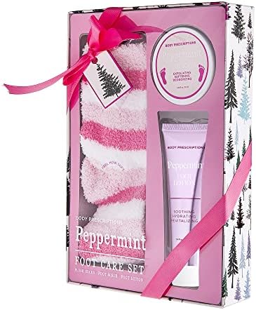 Live Green Bath and Body Present Set- Foot Spa Set with Fuzzy Socks, Lotion, and Scrub, Peppermint by LiveGreen