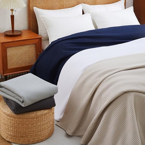 100% Egyptian Cotton Waffle Weave Throw Blanket for Bed Couch Sofa Home Decor, Soft Lightweight Bed & Couch Blanket for All Seasons (Dark Grey - Twin Size - 66 * 90") - Image 7