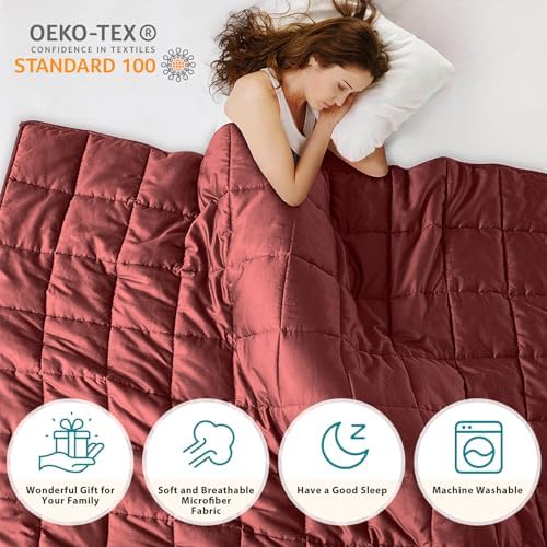 L'AGRATY Weighted Blanket - 48"x72" 15lbs Cooling Breathable Heavy Blanket Microfiber Material with Glass Beads for Adult All-Season Summer Fall Winter Soft Thick Comfort - Image 6