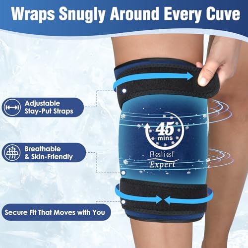 2 Packs 45-Minute Knee Ice Pack Wrap with Advanced Ice Grid Gel, Long-Lasting Cold Pack for Knees, Calves & Elbows, Flexible & Reusable Gel Ice Pack for Post-Workout Recovery, Joint Discomfort - Image 7
