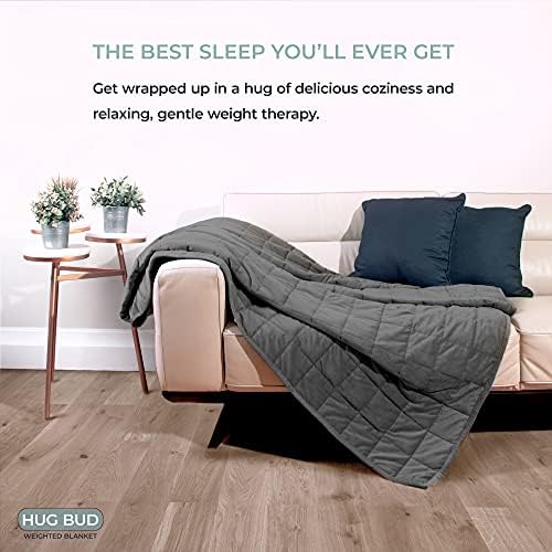Hug Bud Weighted Blanket - 80" X 87" - 20-lbs - No Cover Required - Fits Queen/King Size Bed - for 100-150-lb Adult - Silky Minky Grey - Premium Glass Beads - Calming Stimulation Sensory Relaxation - Image 7