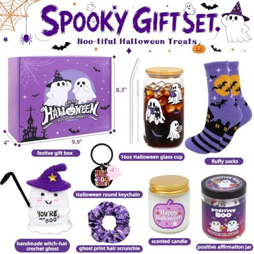 PARTY TONIGHT Boo Basket Stuffers for Women Teens Girls, Halloween Gifts for Adults with Spooky Glass Cup Positive Affirmation Cards, Care Package Spa Gifts for Mom Wife Girlfriend Her Best Friend - Image 2